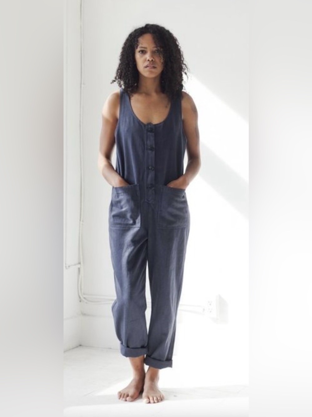 Jungmaven Button Front Jumper | Navy | Size Small